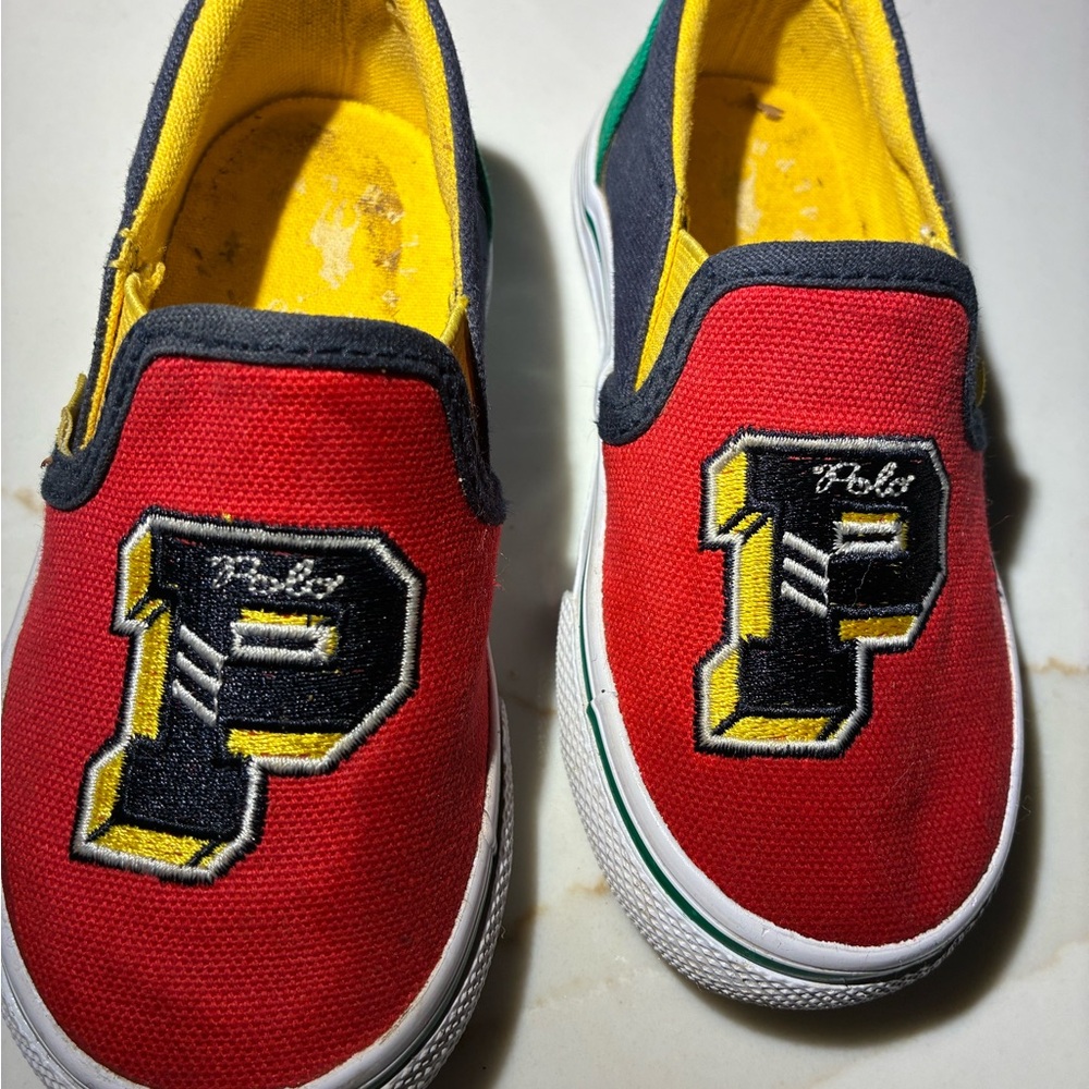 Polo by Ralph Lauren Kids Red and Yellow Slip-On Sneakers